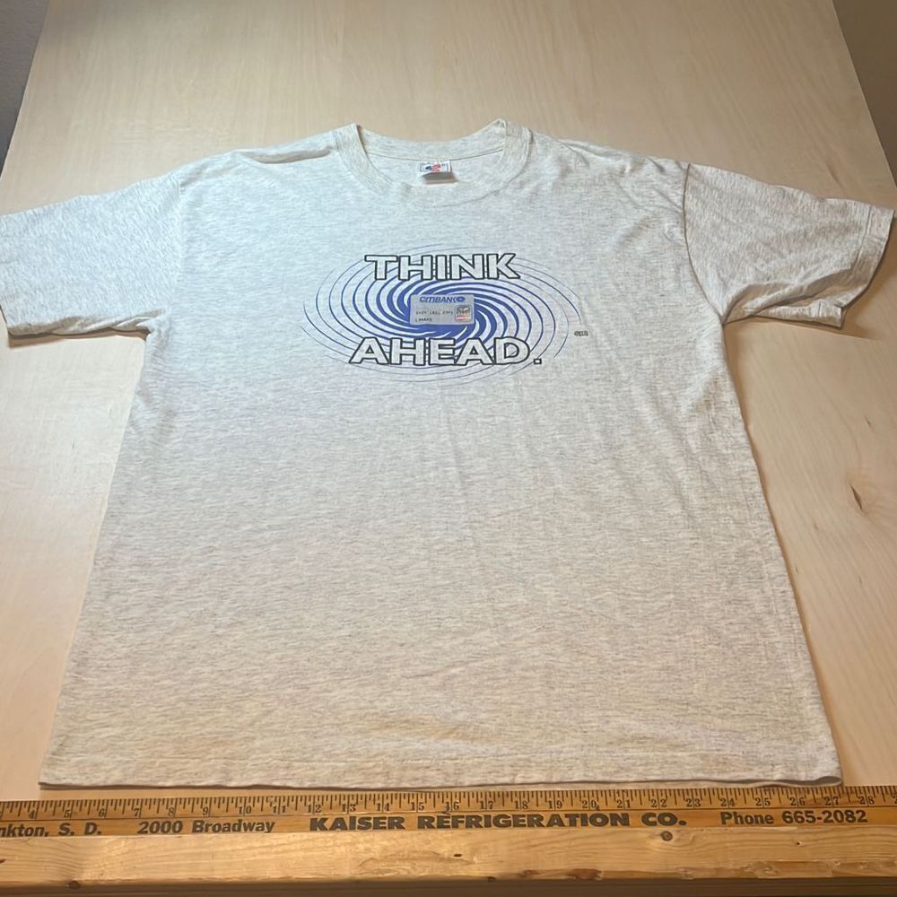 Vintage Single stitch “Think Ahead” CityBank Credit Card Promo T shirt Rare